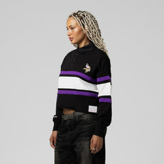 Minnesota Vikings Mitchell & Ness Women's Cropped Long Sleeve Rugby Polo