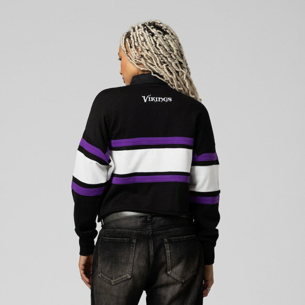 Minnesota Vikings Mitchell & Ness Women's Cropped Long Sleeve Rugby Polo