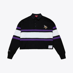 Minnesota Vikings Mitchell & Ness Women's Cropped Long Sleeve Rugby Polo