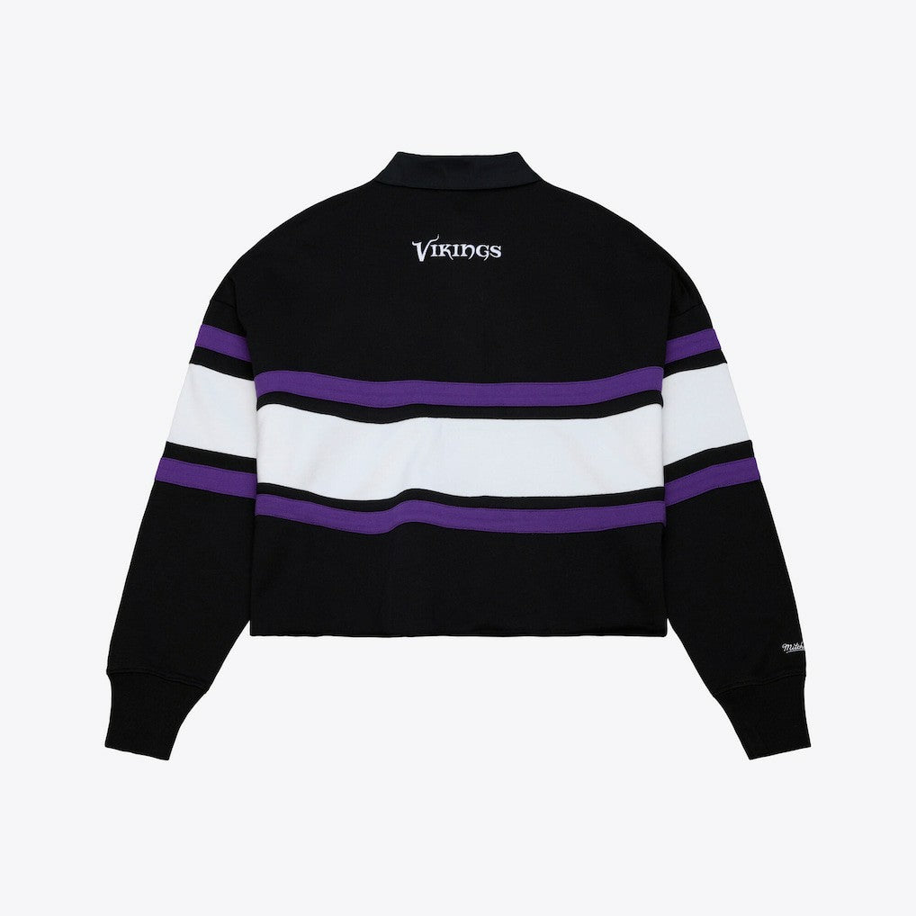 Minnesota Vikings Mitchell & Ness Women's Cropped Long Sleeve Rugby Polo