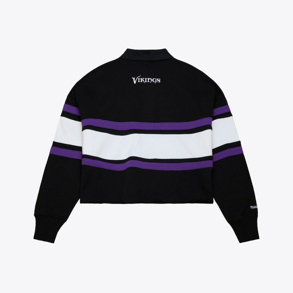Minnesota Vikings Mitchell & Ness Women's Cropped Long Sleeve Rugby Polo