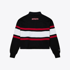 New England Patriots Mitchell & Ness Women's Throwback Cropped Long Sleeve Rugby Polo