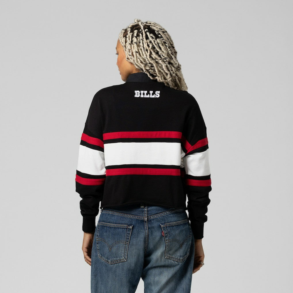 Buffalo Bills Mitchell & Ness Women's Throwback Cropped Long Sleeve Rugby Polo