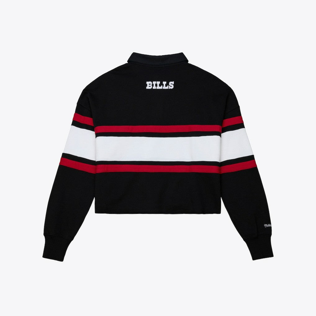 Buffalo Bills Mitchell & Ness Women's Throwback Cropped Long Sleeve Rugby Polo