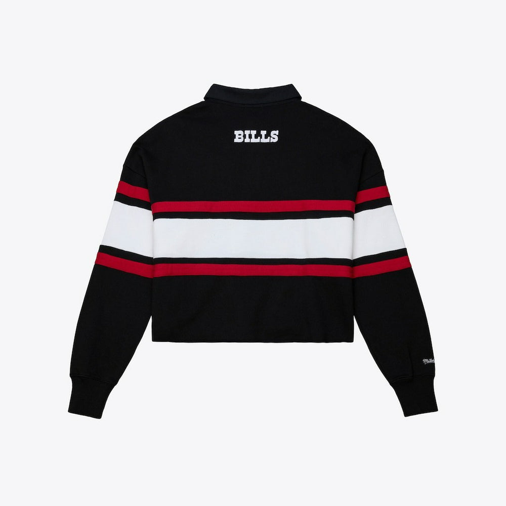 Buffalo Bills Mitchell & Ness Women's Throwback Cropped Long Sleeve Rugby Polo
