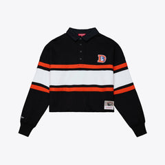 Denver Broncos Mitchell & Ness Women's Throwback Cropped Long Sleeve Rugby Polo