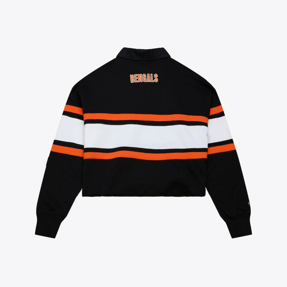 Cincinnati Bengals Mitchell & Ness Women's Cropped Long Sleeve Rugby Polo