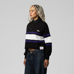 Baltimore Ravens Mitchell & Ness Women's Cropped Long Sleeve Rugby Polo