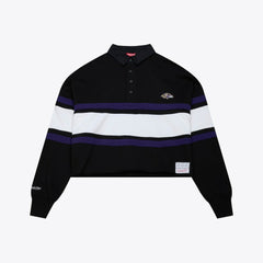 Baltimore Ravens Mitchell & Ness Women's Cropped Long Sleeve Rugby Polo