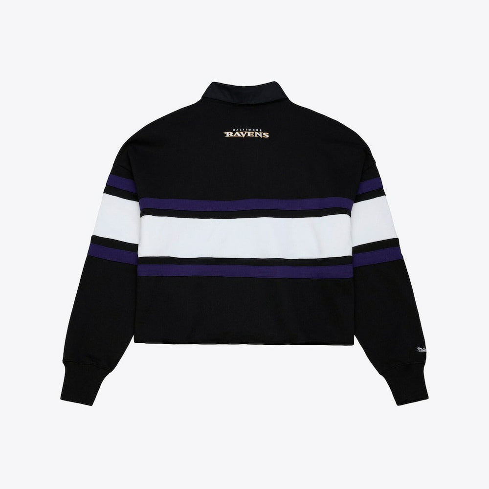 Baltimore Ravens Mitchell & Ness Women's Cropped Long Sleeve Rugby Polo