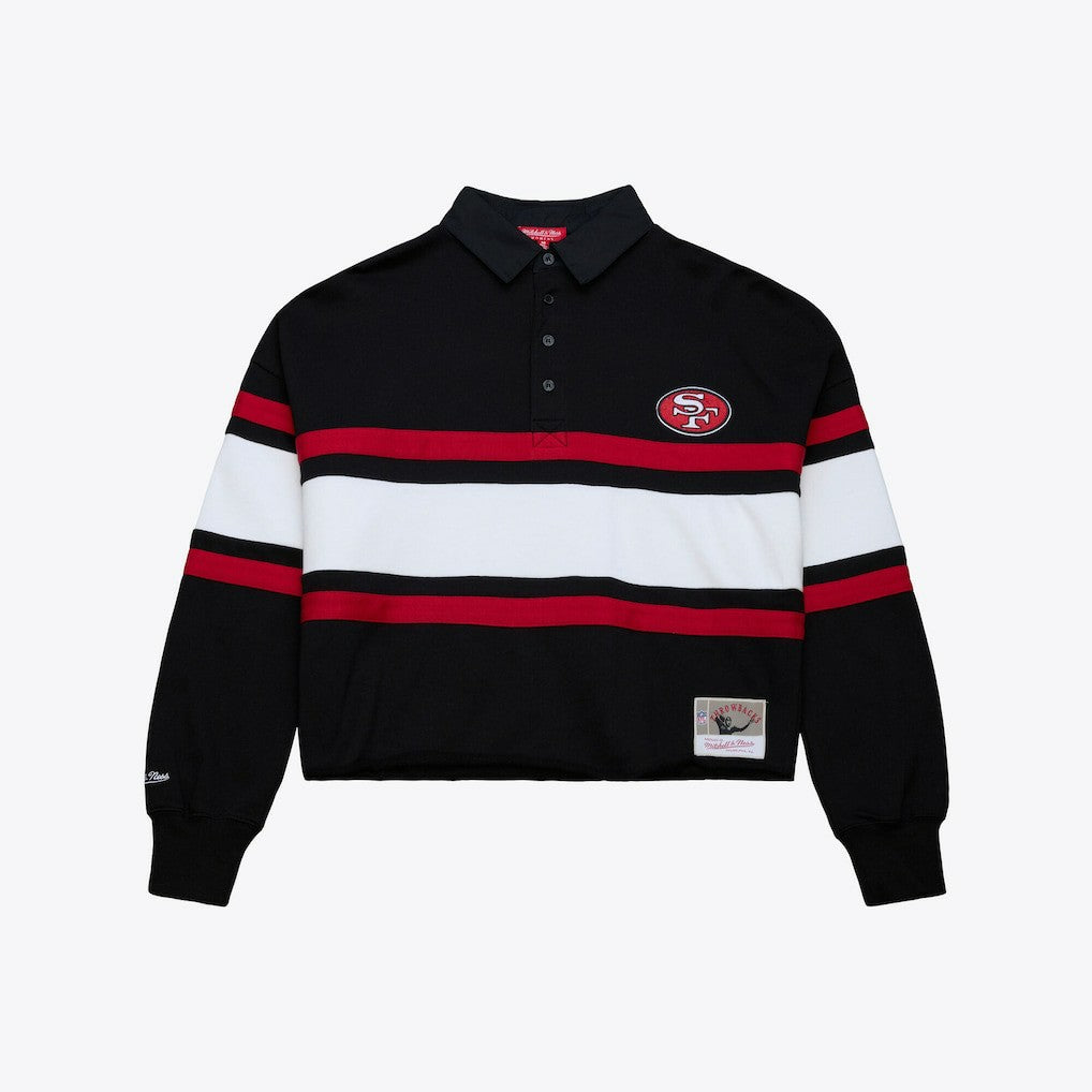 San Francisco 49ers Mitchell & Ness Women's Cropped Long Sleeve Rugby Polo