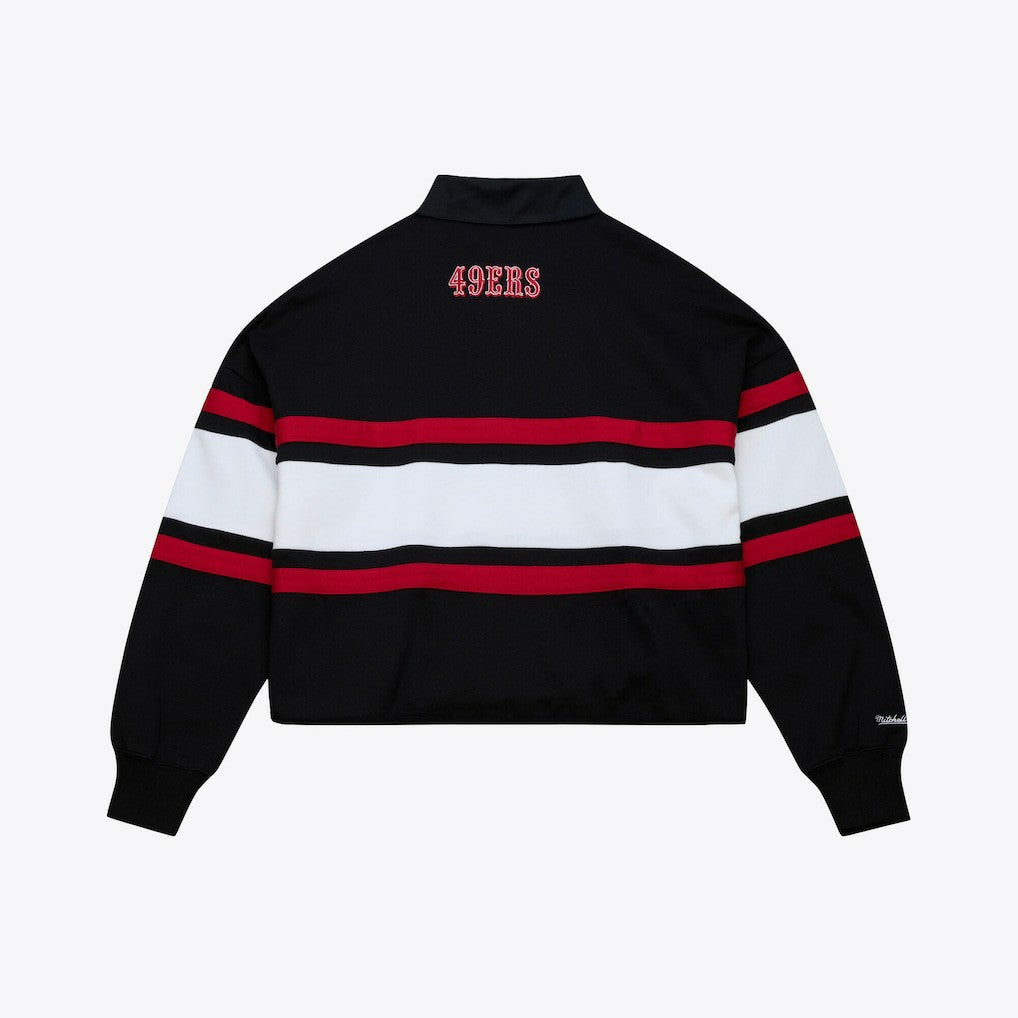 San Francisco 49ers Mitchell & Ness Women's Cropped Long Sleeve Rugby Polo