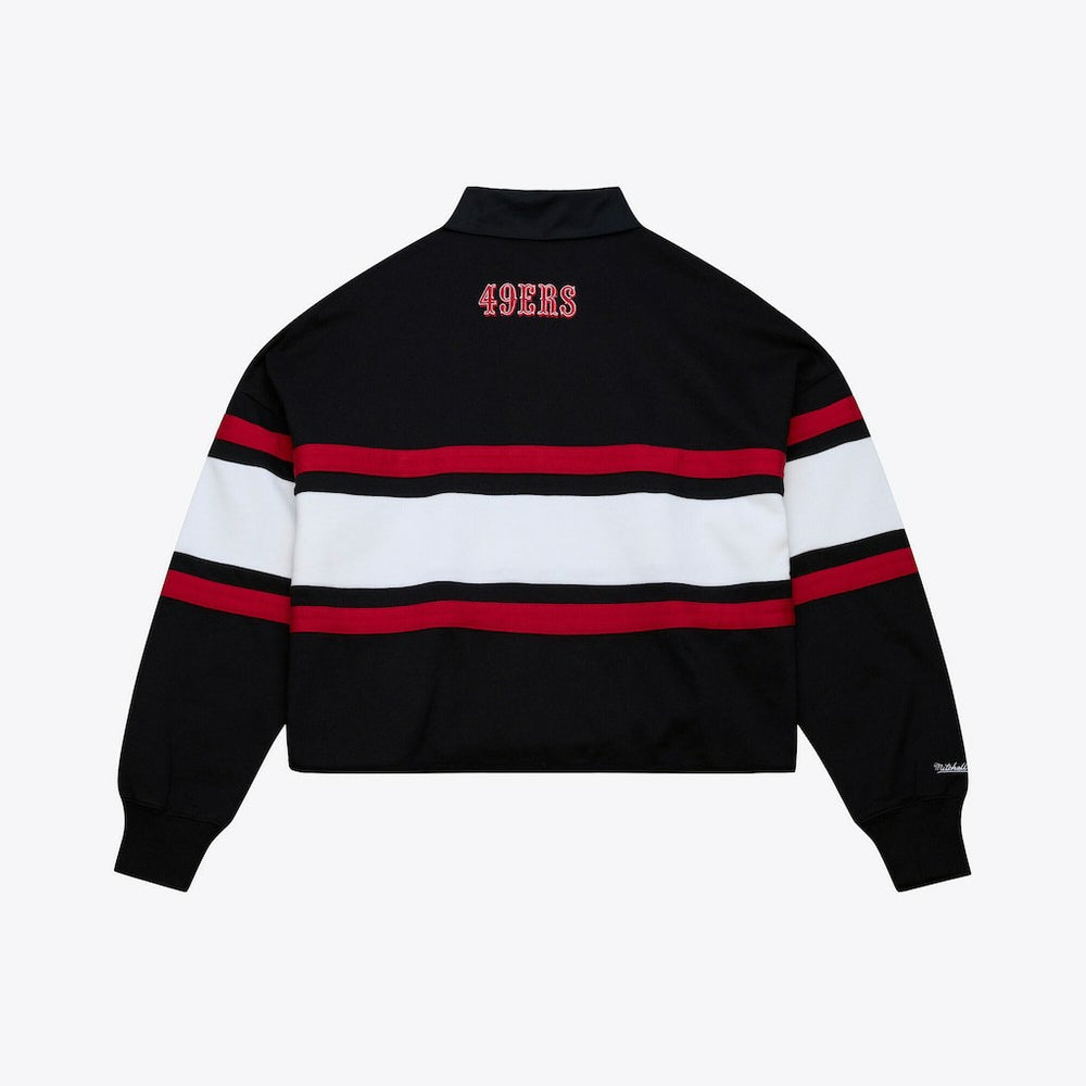 San Francisco 49ers Mitchell & Ness Women's Cropped Long Sleeve Rugby Polo
