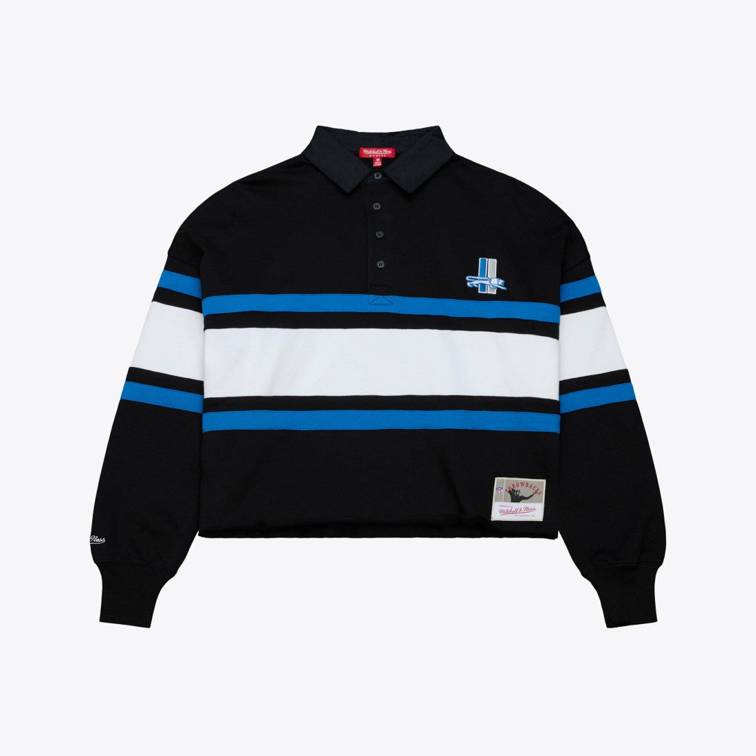 Detroit Lions Mitchell & Ness Women's Cropped Long Sleeve Rugby Polo