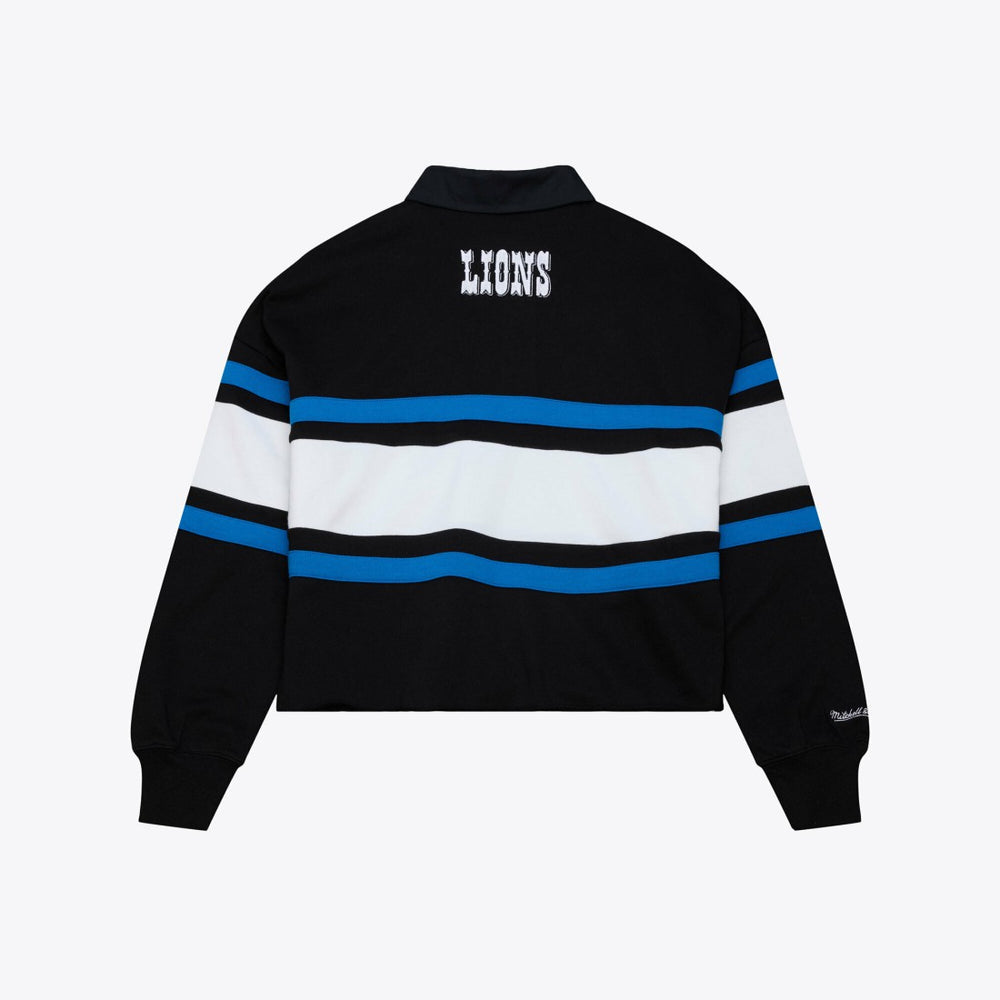 Detroit Lions Mitchell & Ness Women's Cropped Long Sleeve Rugby Polo