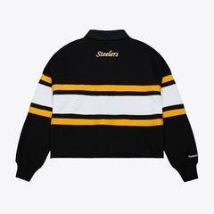 Pittsburgh Steelers Mitchell & Ness Women's Cropped Long Sleeve Rugby Polo