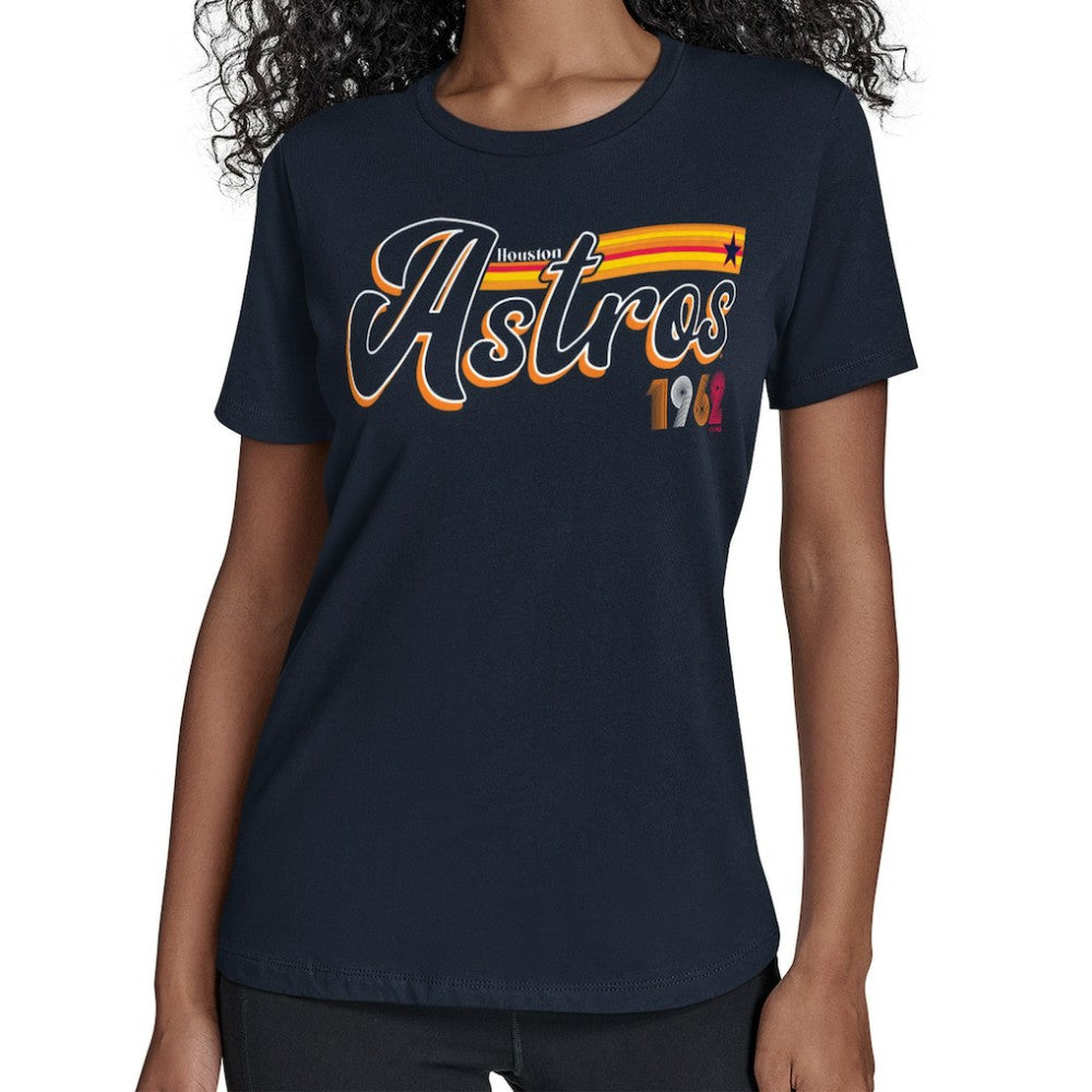Houston Astros Starter Women's Groovy Script Team Fitted T-Shirt | MLB Sale