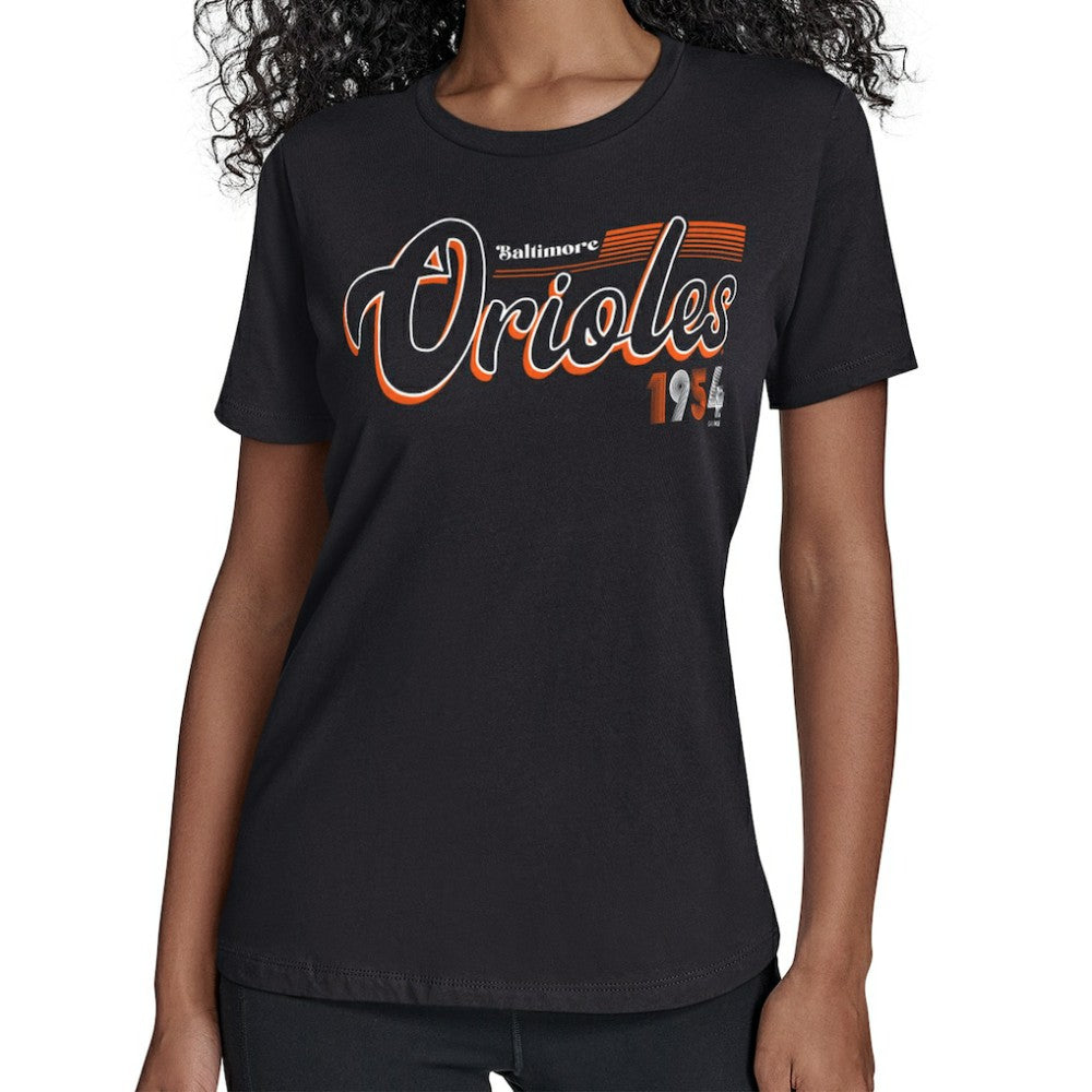 Baltimore Orioles Starter Women's Groovy Script Team Fitted T-Shirt | MLB US
