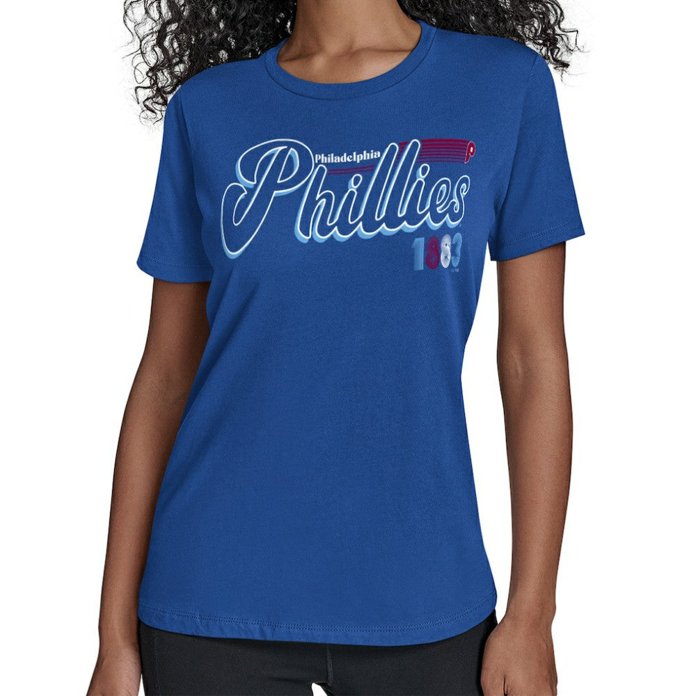 Philadelphia Phillies Starter Women's Groovy Script Team Fitted T-Shirt | MLB Shop