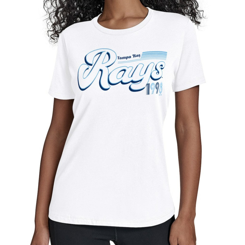 Tampa Bay Rays Starter Women's Groovy Script Team Fitted T-Shirt | MLB Shop
