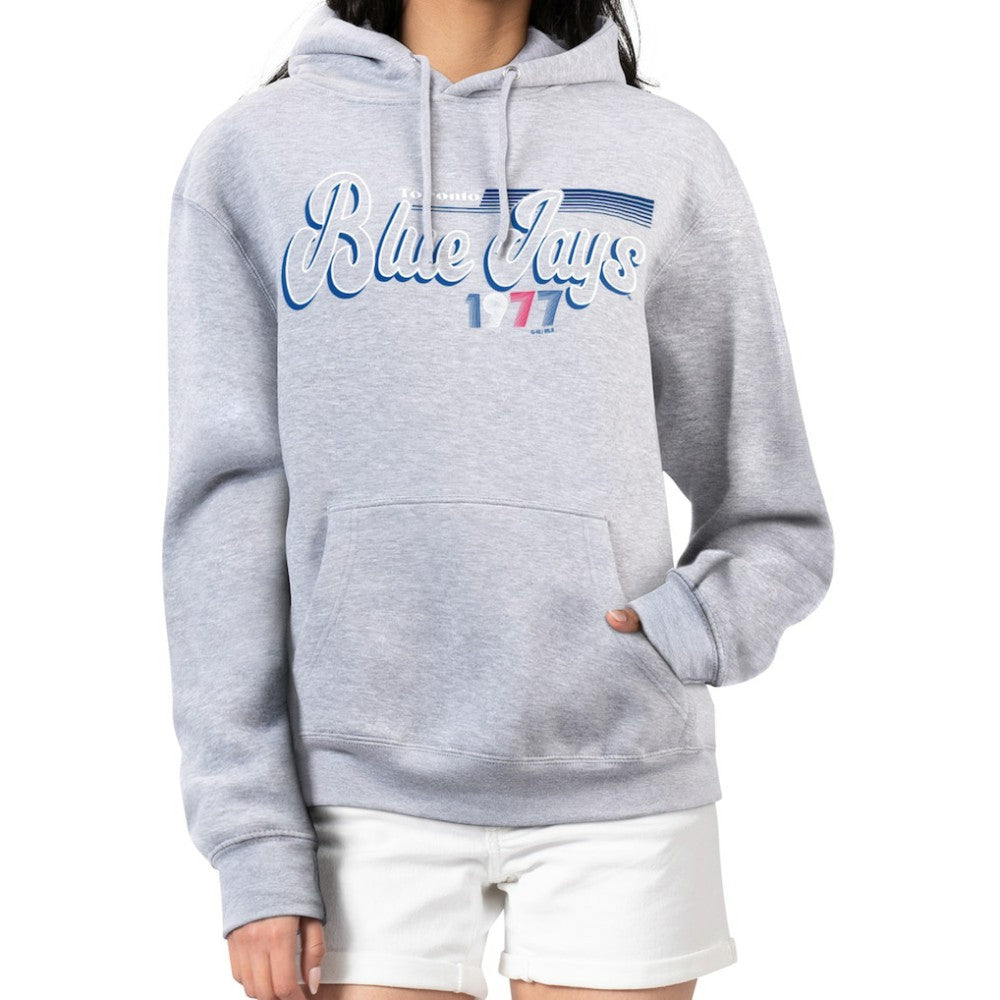 Toronto Blue Jays Starter Women's Groovy Script Team Fleece Pullover Hoodie | MLB On Sale