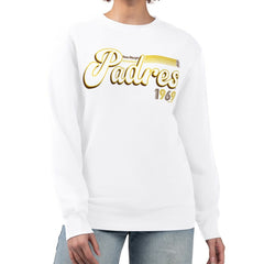 San Diego Padres Starter Women's Groovy Script Team Fleece Pullover Sweatshirt | MLB US