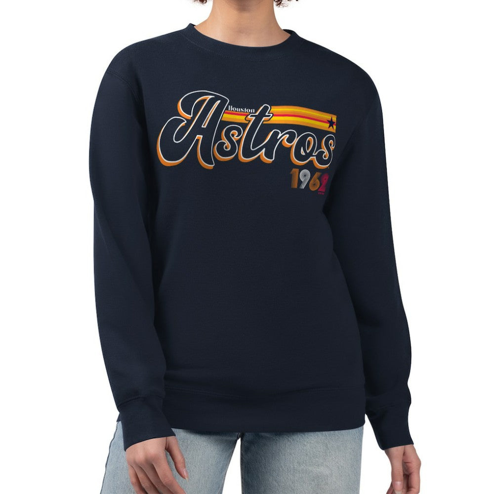Houston Astros Starter Women's Groovy Script Team Fleece Pullover Sweatshirt | MLB On Sale