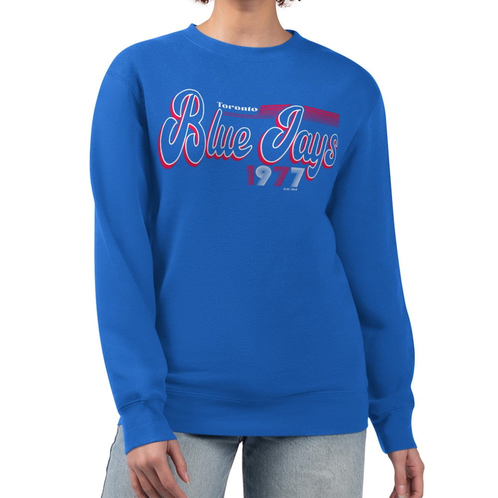 Toronto Blue Jays Starter Women's Groovy Script Team Fleece Pullover Sweatshirt | MLB On Sale