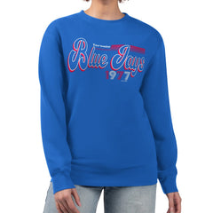 Toronto Blue Jays Starter Women's Groovy Script Team Fleece Pullover Sweatshirt | MLB On Sale