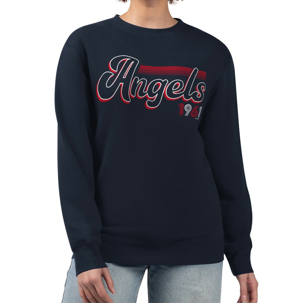 Los Angeles Angels Starter Women's Groovy Script Team Fleece Pullover Sweatshirt | MLB On Sale