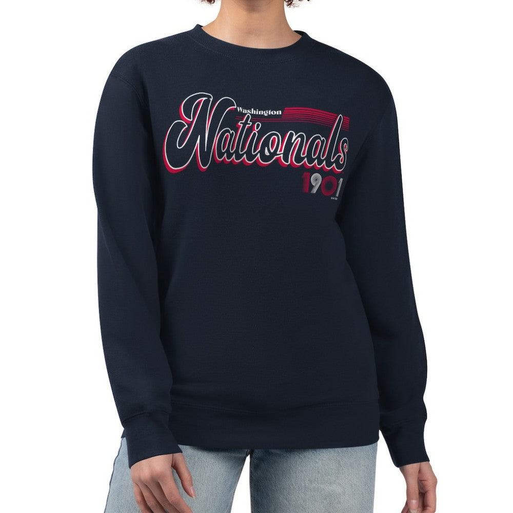 Washington Nationals Starter Women's Groovy Script Team Fleece Pullover Sweatshirt | MLB Shop