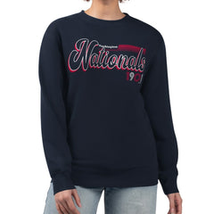 Washington Nationals Starter Women's Groovy Script Team Fleece Pullover Sweatshirt | MLB Shop