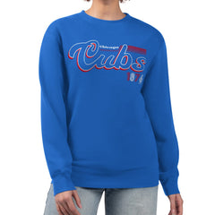 Chicago Cubs Starter Women's Groovy Script Team Fleece Pullover Sweatshirt | MLB Outlet