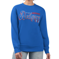 Los Angeles Dodgers Starter Women's Groovy Script Team Fleece Pullover Sweatshirt | MLB For sale