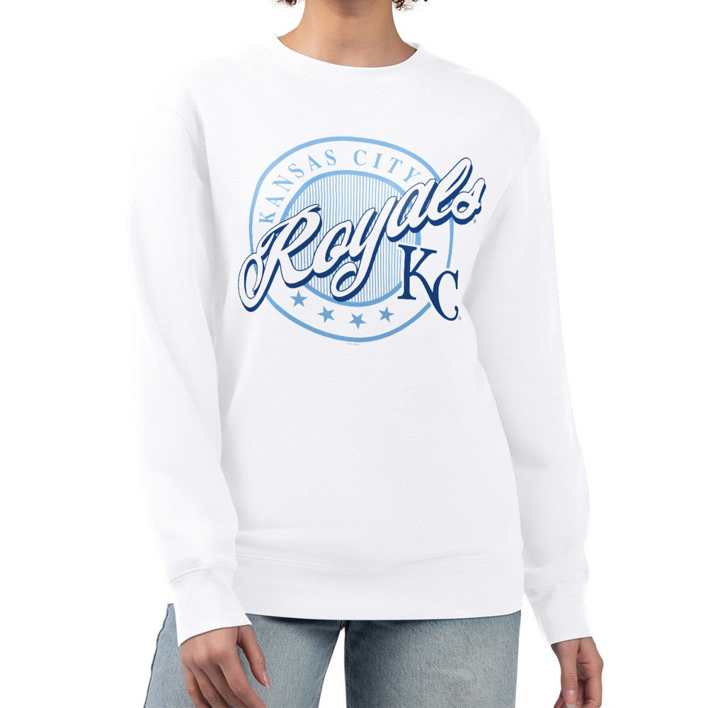 Kansas City Royals G-III 4Her by Carl Banks Women's Pinstripe Circle Team Fleece Pullover Sweatshirt | MLB Sale