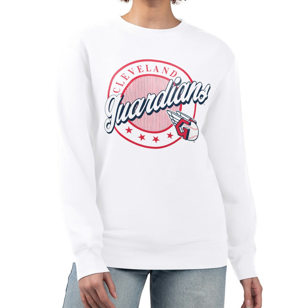 Cleveland Guardians G-III 4Her by Carl Banks Women's Pinstripe Circle Team Fleece Pullover Sweatshirt | MLB New