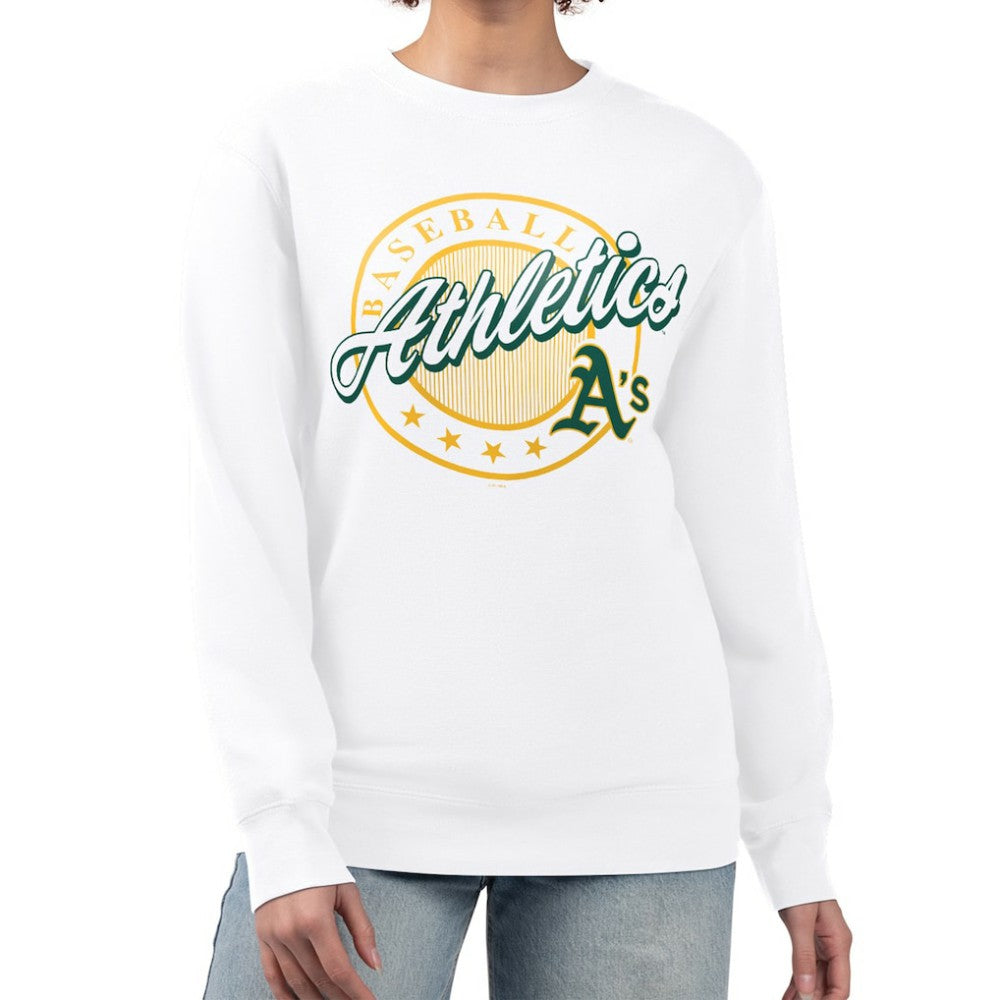 Athletics G-III 4Her by Carl Banks Women's Pinstripe Circle Team Fleece Pullover Sweatshirt | MLB Discount
