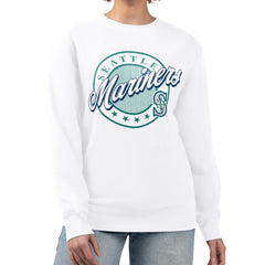 Seattle Mariners G-III 4Her by Carl Banks Women's Pinstripe Circle Team Fleece Pullover Sweatshirt | MLB Near me