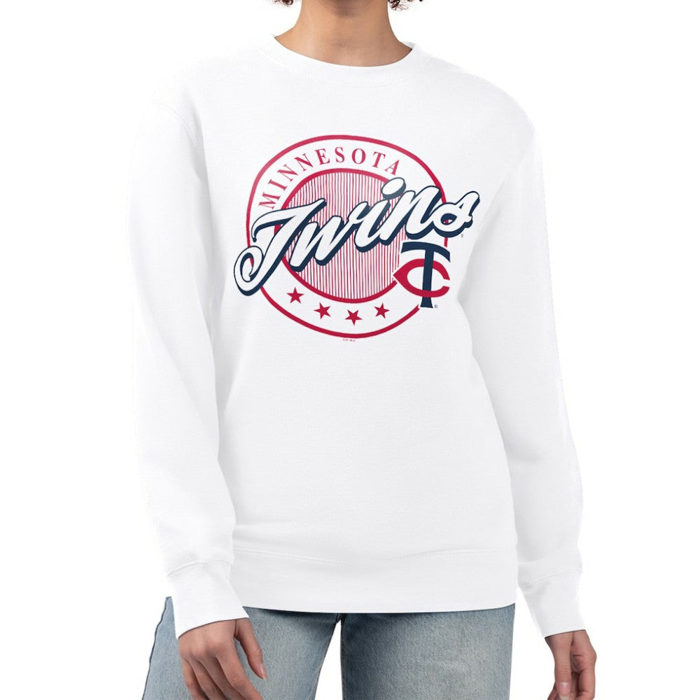 Minnesota Twins G-III 4Her by Carl Banks Women's Pinstripe Circle Team Fleece Pullover Sweatshirt | MLB Online