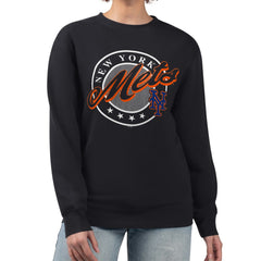 New York Mets G-III 4Her by Carl Banks Women's Pinstripe Circle Team Fleece Pullover Sweatshirt | MLB US