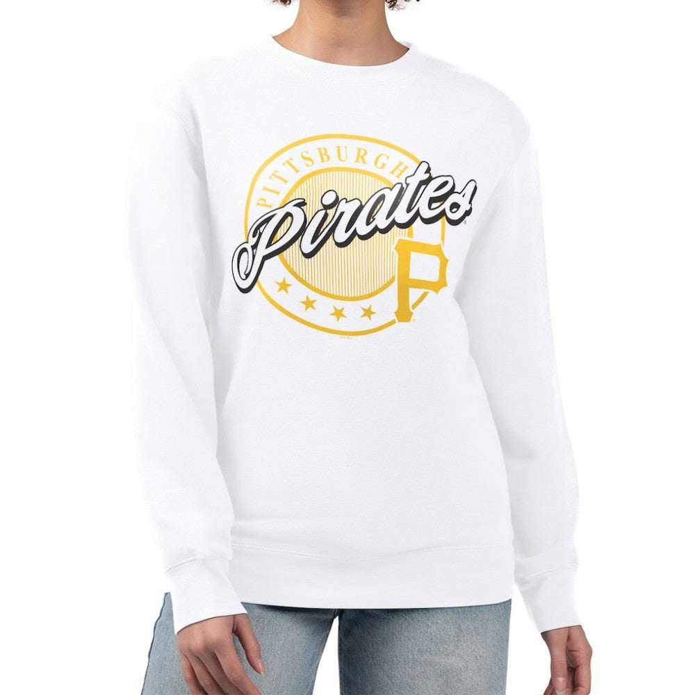 Pittsburgh Pirates G-III 4Her by Carl Banks Women's Pinstripe Circle Team Fleece Pullover Sweatshirt | MLB Outlet