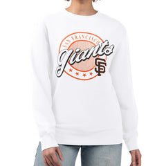 San Francisco Giants G-III 4Her by Carl Banks Women's Pinstripe Circle Team Fleece Pullover Sweatshirt | MLB Outlet