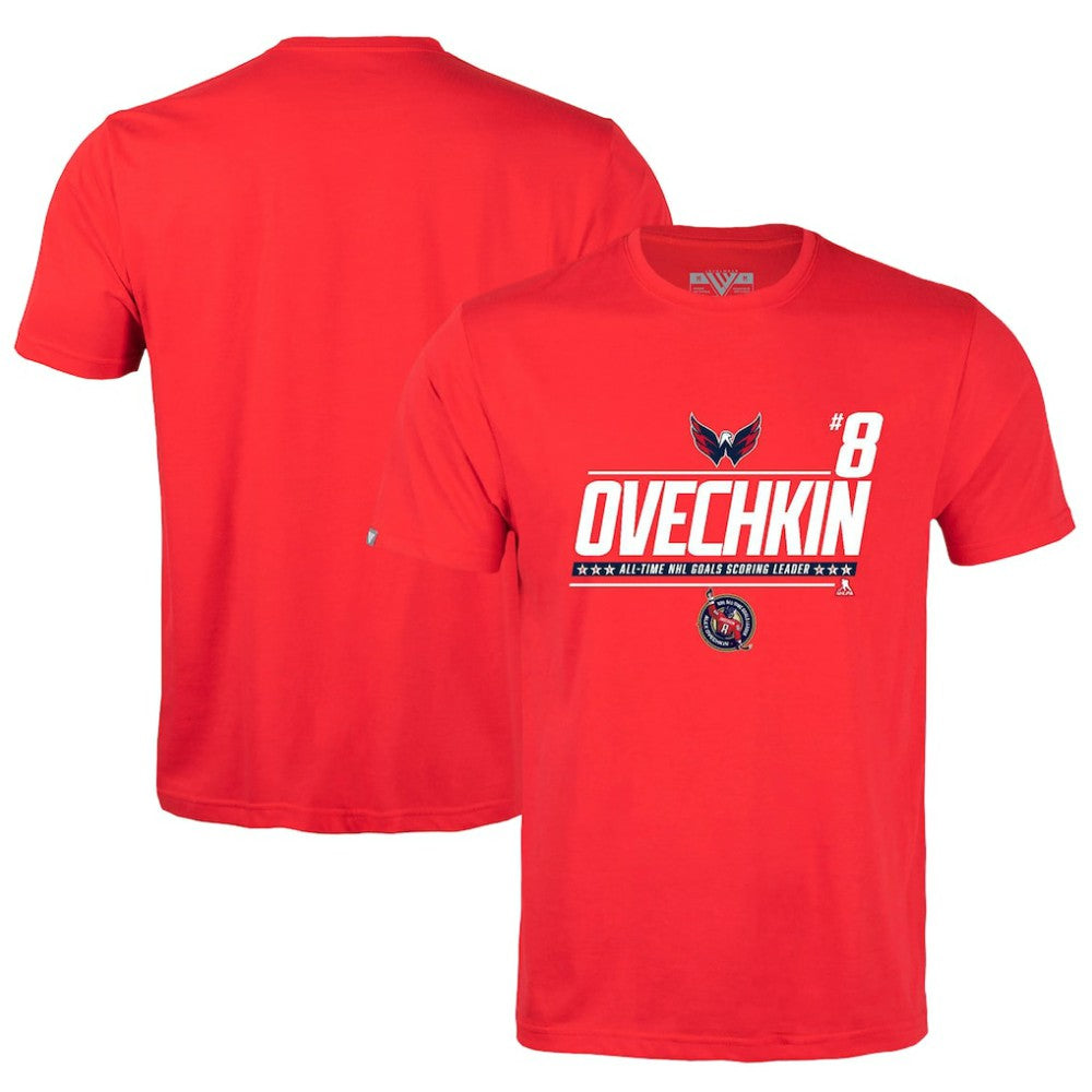 Alexander Ovechkin Washington Capitals Levelwear NHL All-Time Leading Goal Scorer Milestone Name & Number Richmond T-Shirt Online