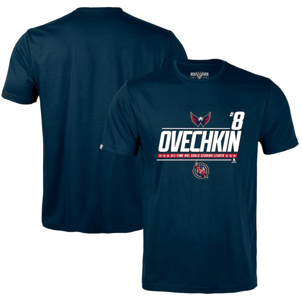Alexander Ovechkin Washington Capitals Levelwear NHL All-Time Leading Goal Scorer Milestone Name & Number Richmond T-Shirt Discount