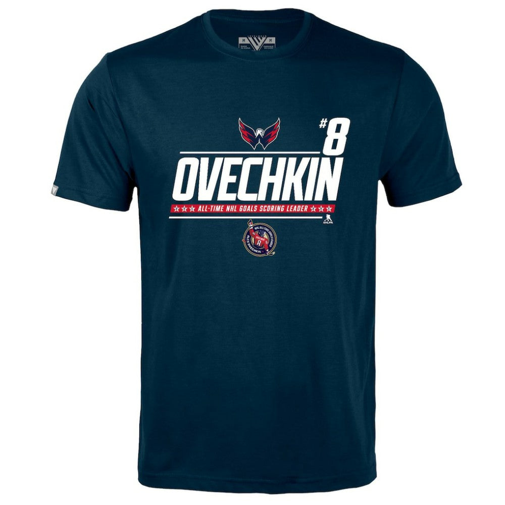 Alexander Ovechkin Washington Capitals Levelwear NHL All-Time Leading Goal Scorer Milestone Name & Number Richmond T-Shirt Discount