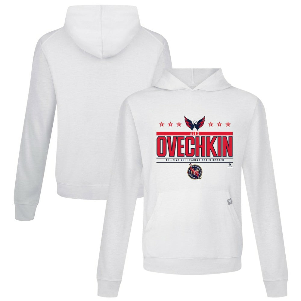 Alexander Ovechkin Washington Capitals Levelwear NHL All-Time Leading Goal Scorer Milestone Stars Name & Number Relay Pullover Hoodie Online