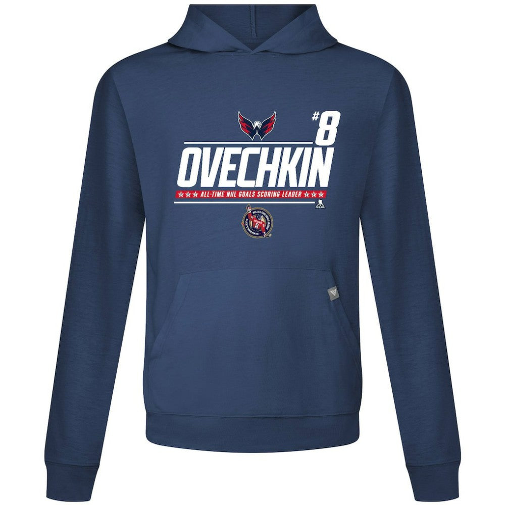 Alexander Ovechkin Washington Capitals Levelwear NHL All-Time Leading Goal Scorer Milestone Name & Number Relay Pullover Hoodie For Sale
