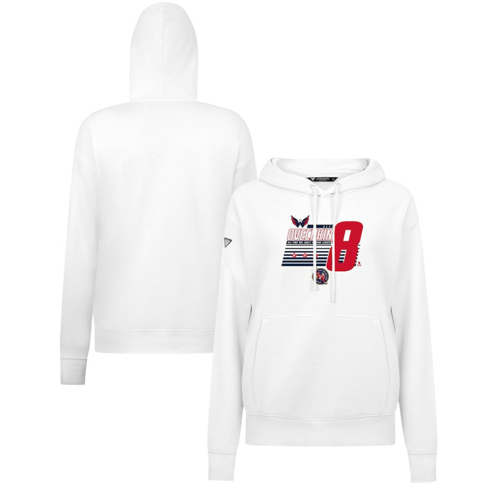 Alexander Ovechkin Washington Capitals Levelwear Women's NHL All-Time Leading Goal Scorer Milestone Stripes Name & Number Adorn Pullover Hoodie Discount