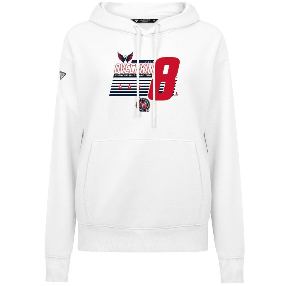 Alexander Ovechkin Washington Capitals Levelwear Women's NHL All-Time Leading Goal Scorer Milestone Stripes Name & Number Adorn Pullover Hoodie Discount