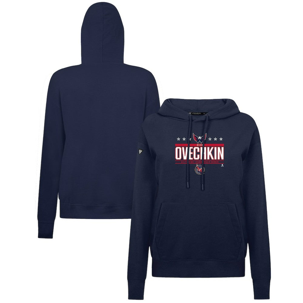Alexander Ovechkin Washington Capitals Levelwear Women's NHL All-Time Leading Goal Scorer Milestone Stripes Name & Number Adorn Pullover Hoodie For Sale